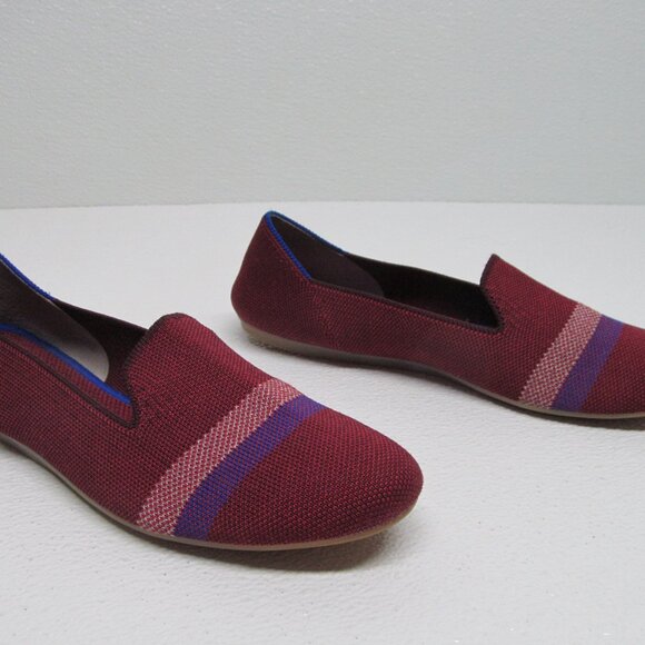 Rothy’s The Loafer Garnet Burgundy Reflective Stripe size 8.5 Limited Edition - Picture 2 of 10